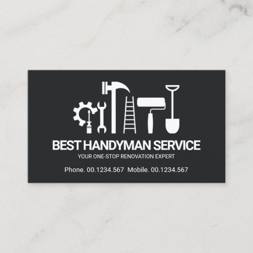Retro Creative Handyman Tools Motif Odd Jobs Man  Business Card