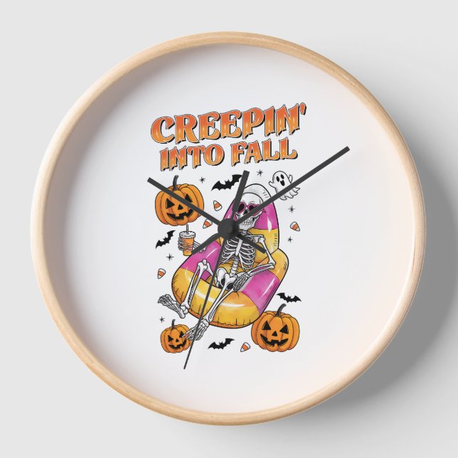 Retro Creepin into Fall Halloween Clock (Front)
