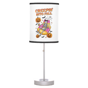 Retro Creepin into Fall Halloween Table Lamp