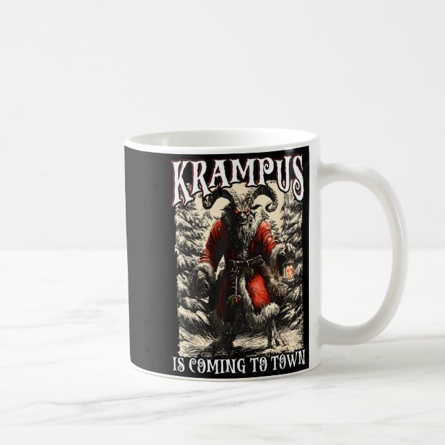 Retro Creepmas Krampus Is Coming To Town Dark Humo Coffee Mug (Right)