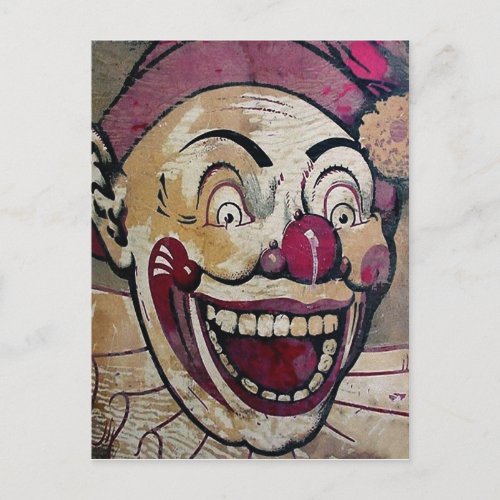 Retro Creepy Clown Face Postcard