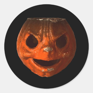Retro Creepy Halloween Vintage Pumpkin Face Classic Round Sticker