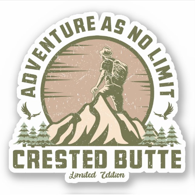 Retro Crested Butte Hike Sunset T-Shirt Sticker (Front)