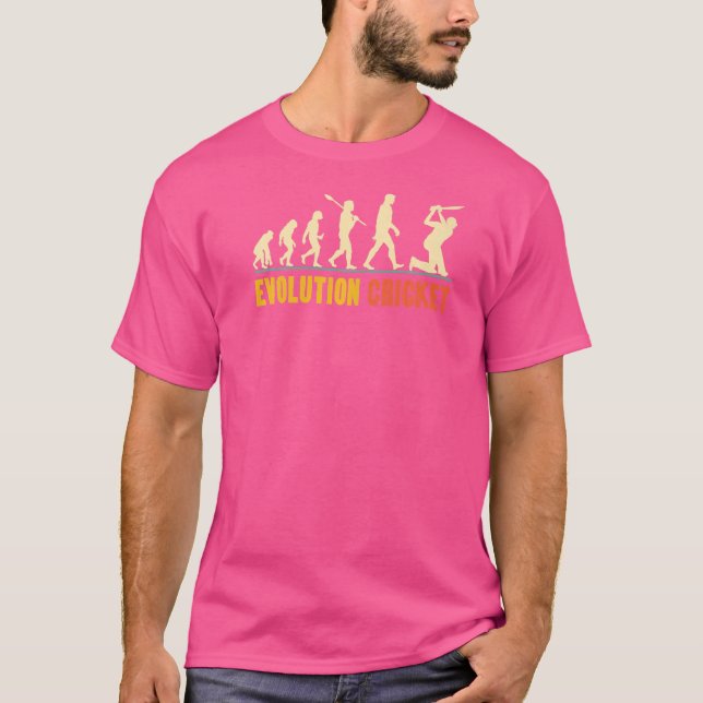 Retro Cricket Evolution For Cricket Players Or Fan T-Shirt (Front)