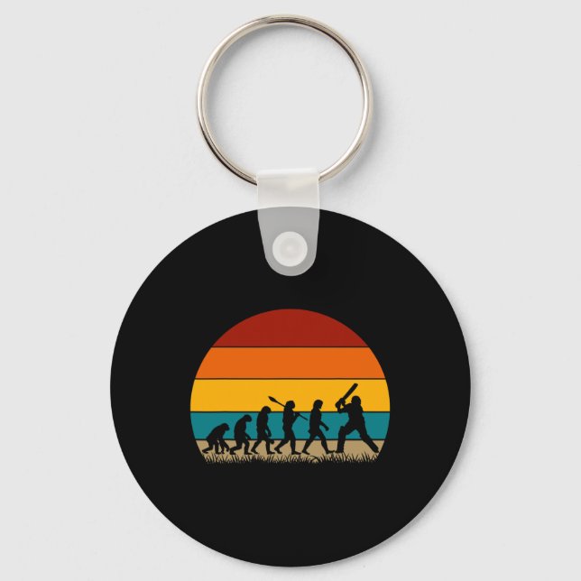 Retro Cricket Evolution - Funny Cricket  Keychain (Front)