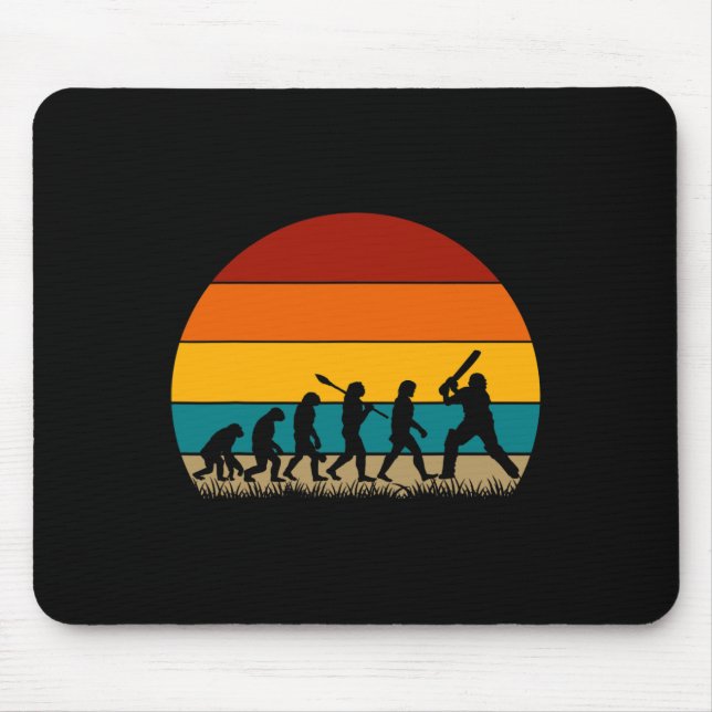 Retro Cricket Evolution - Funny Cricket  Mouse Pad (Front)