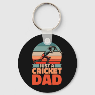 Retro Cricket Father - Vintage Cricketer Just A Cr Keychain