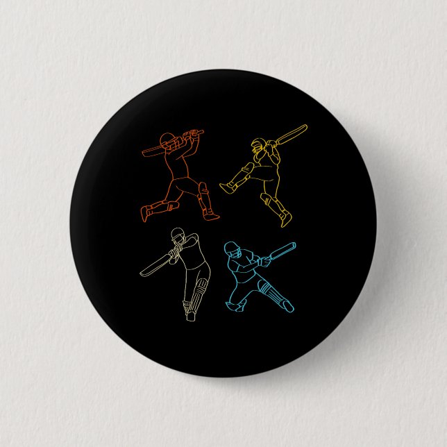 Retro Cricket Player Position Cricket Lovers  Button (Front)