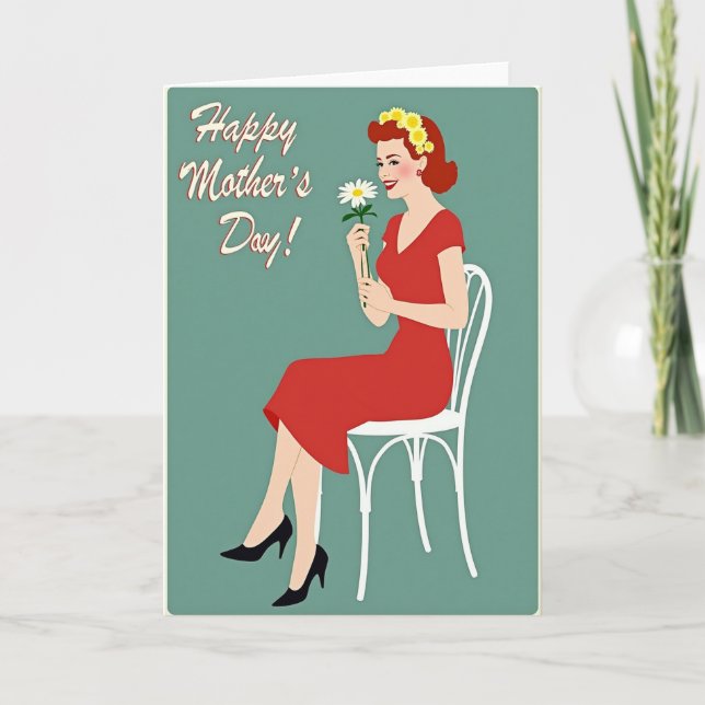 Retro Crimson Dress Mother Card (Front)
