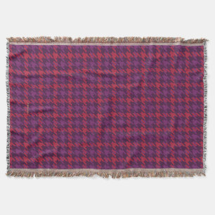 Retro crimson red purple houndstooth plaid pattern throw blanket