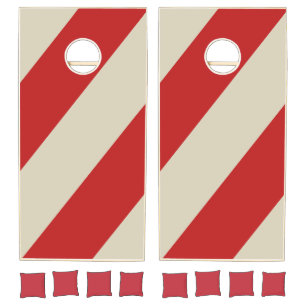 Retro Crimson Three Bold Stripes Cornhole Set