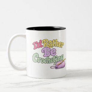Retro Crochet Style Two-Tone Coffee Mug