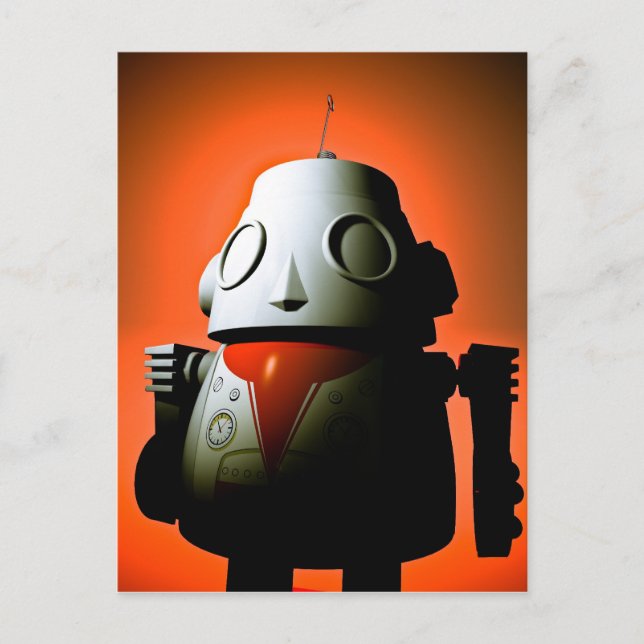 Retro Cropped Toy Robot 01 Postcard (Front)