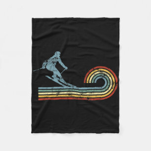 Retro Cross-country Skiing Ski Skier Winter Sports Fleece Blanket
