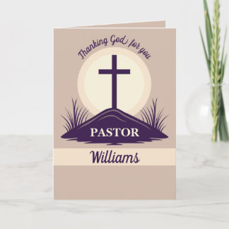 Retro Cross on Hill Pastor Appreciation Card