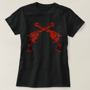 Retro Crossed Pistols T-shirt by opheliasart at Zazzle