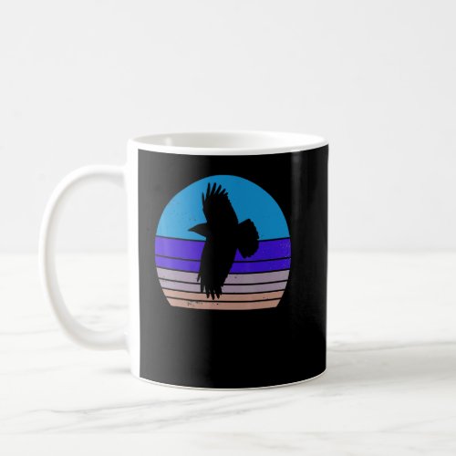 Retro Crow Vintage Crow Spirit Bird  70s 80s Style Coffee Mug