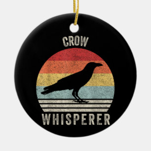 Retro Crow Whisperer Funny Birds Lover Crow Vintag Ceramic Ornament