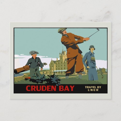 Retro Cruden Bay Scotland Golf Ad Postcard