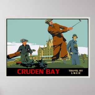 Retro Cruden Bay Scotland Golf Ad Poster