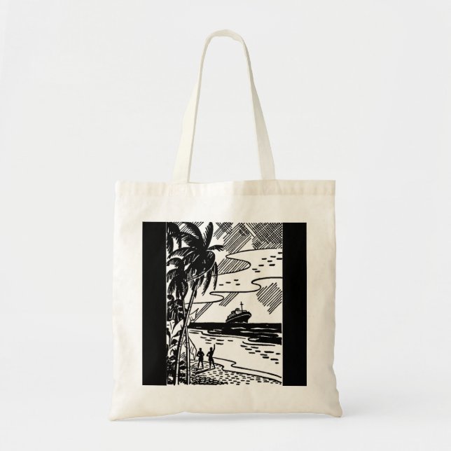 Retro Cruise Ship Budget Tote Bag (Front)