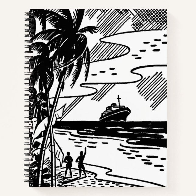 Retro Cruise Ship Spiral Notebook (Front)
