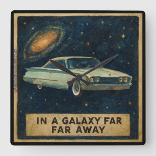 Retro Cruiser in Deep Space Square Wall Clock
