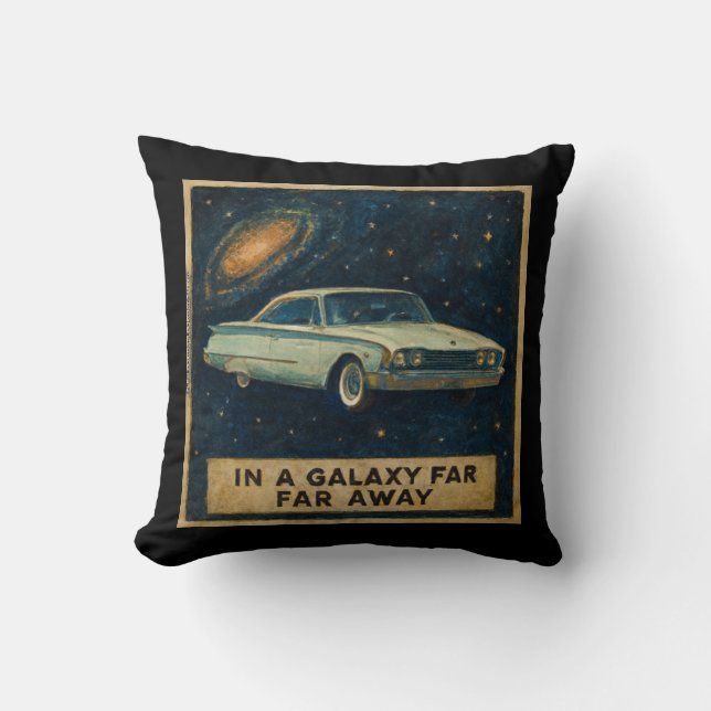 Retro Cruiser in Deep Space  Throw Pillow (Front)