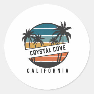 Retro Crystal Cove State Park California Surfboard Classic Round Sticker