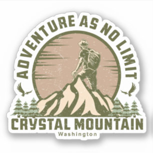 Retro Crystal Mountain Hike Sunset T-Shirt Sticker