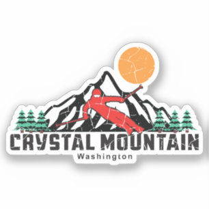 Retro Crystal Mountain Ski Sticker