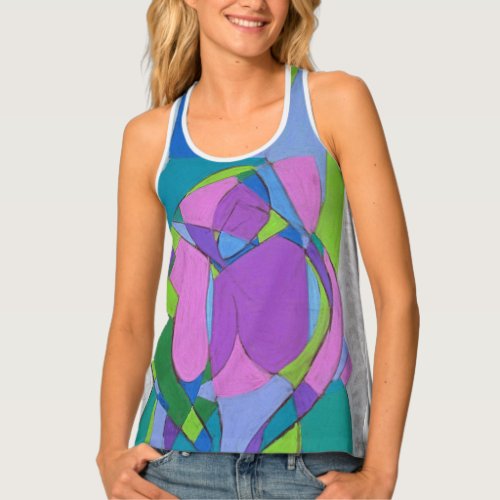 Retro Cubist Female Figure racerback print Tank Top