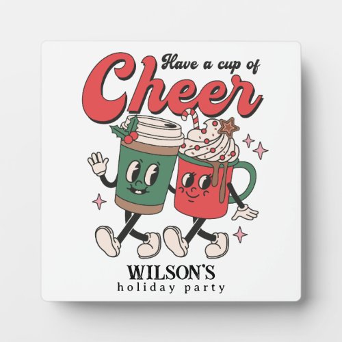Retro Cup of Cheer Hot Chocolate Holiday Plaque