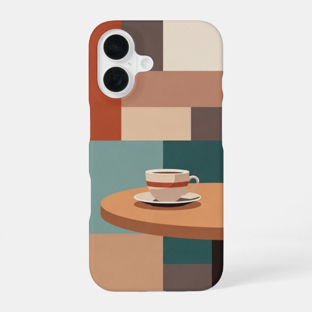 Retro Cup on Rounded Table iPhone Case (Back)