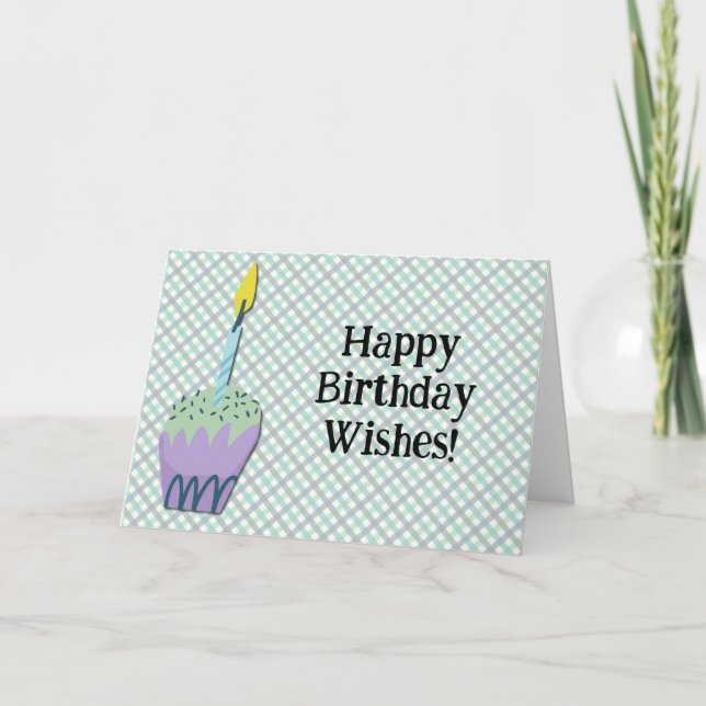 Retro Cupcake Art Birthday Card (Front)