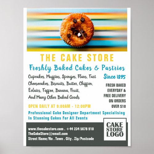 Retro Cupcake Cakery Cake Store Advertising Poster