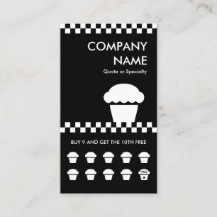 retro cupcake checkers punchcard loyalty card