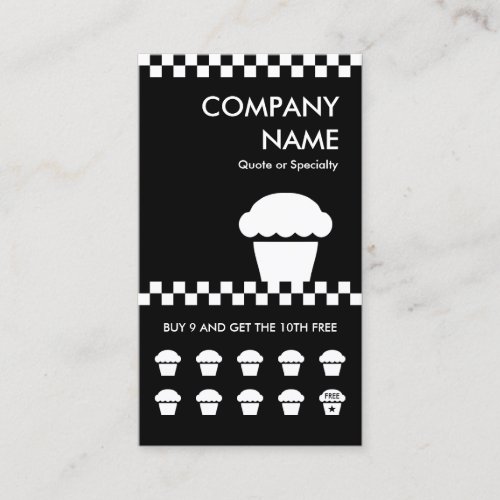 retro cupcake checkers punchcard business card template