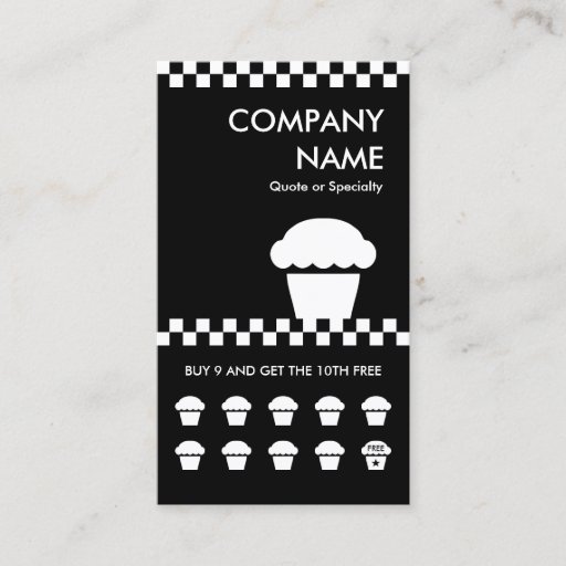 Customizable retro cupcake checkers punchcard business card template