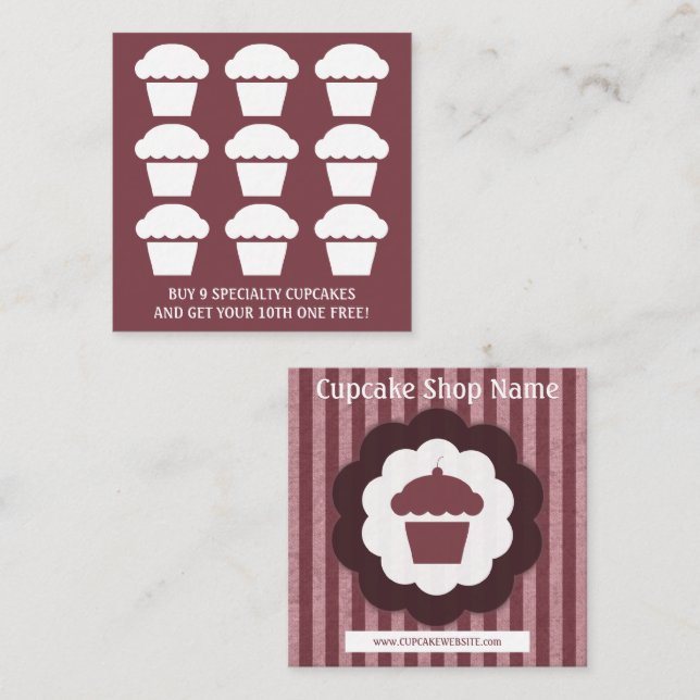 retro cupcake diamond loyalty punch card (Front/Back)