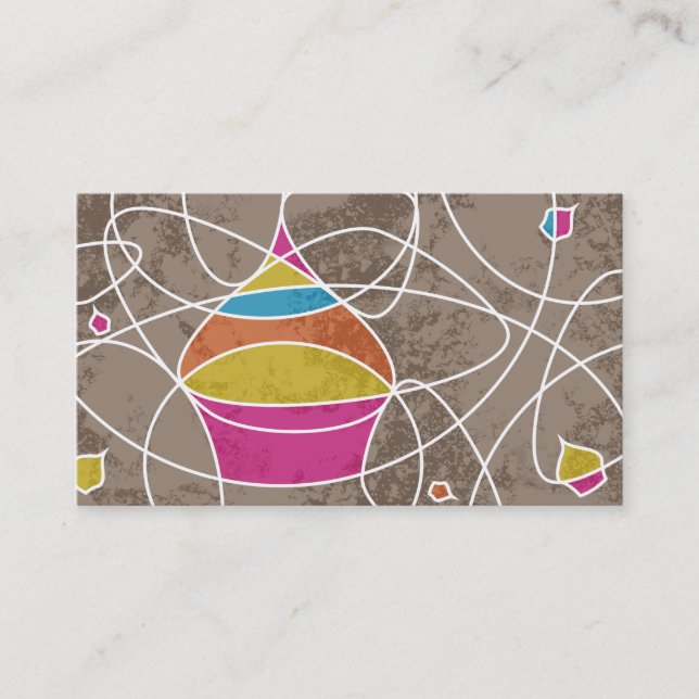 retro CUPCAKE shapes customer loyalty Card (Front)