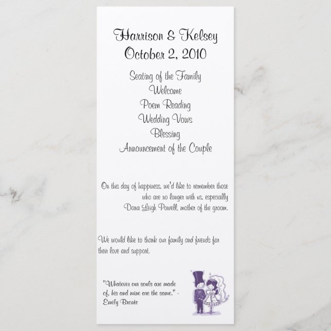 Retro Cursive Wedding Program (Front)