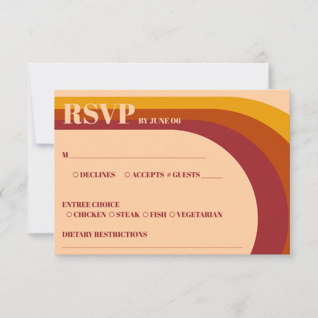 Retro Curved Arch Stripe Wedding RSVP (Front)
