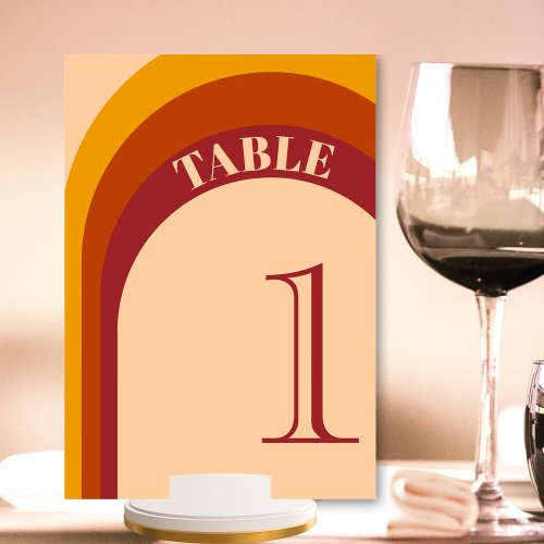 Retro Curved Arch Stripe Wedding Table Number