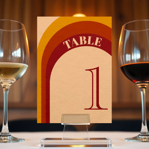 Retro Curved Arch Stripe Wedding Table Number