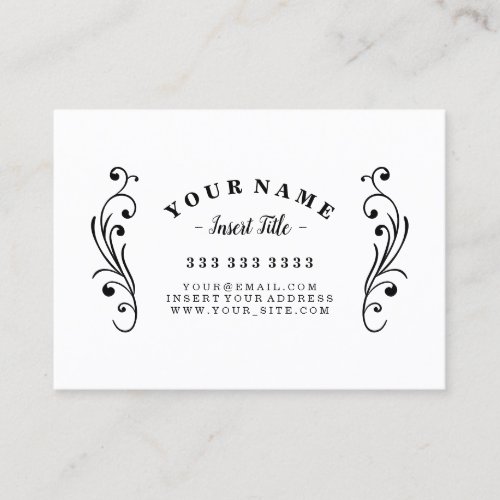 Retro Curved Text Professional Black and White Business Card