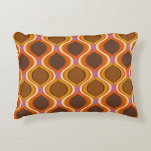 Retro Curves: 60s-70s Wallpaper Texture. Accent Pillow