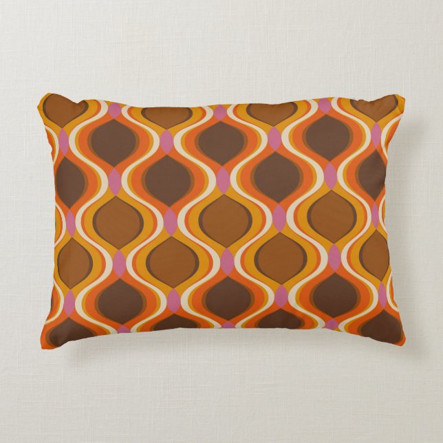 Retro Curves: 60s-70s Wallpaper Texture. Accent Pillow (Front)