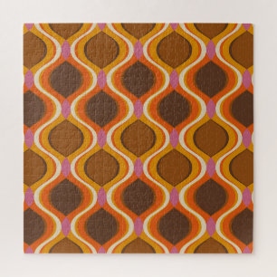 Retro Curves: 60s-70s Wallpaper Texture. Jigsaw Puzzle