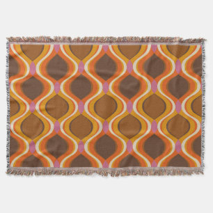 Retro Curves: 60s-70s Wallpaper Texture. Throw Blanket